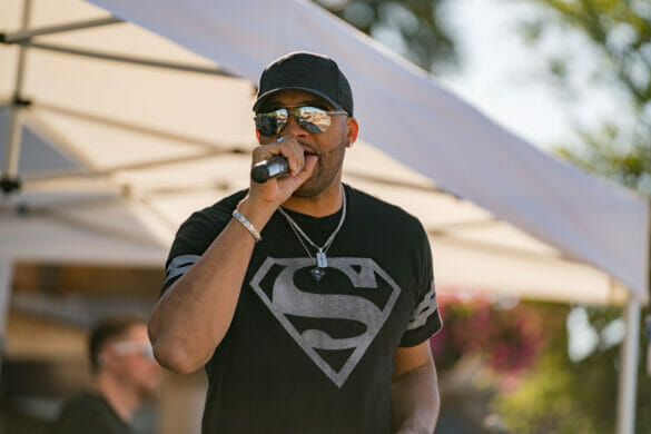 Man singing at a concert