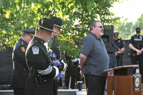 Officers at memorial for police