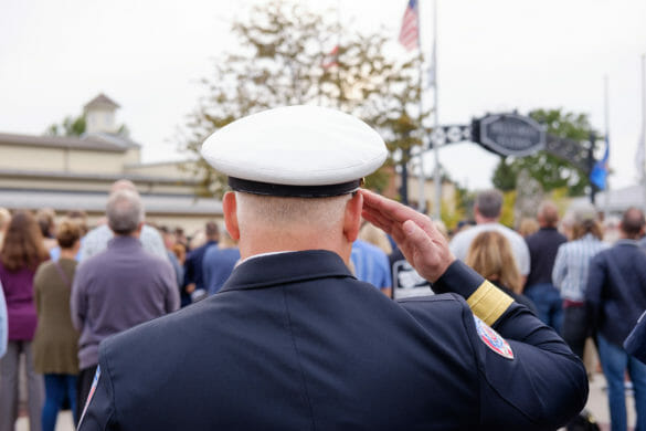 back of saluting officers head