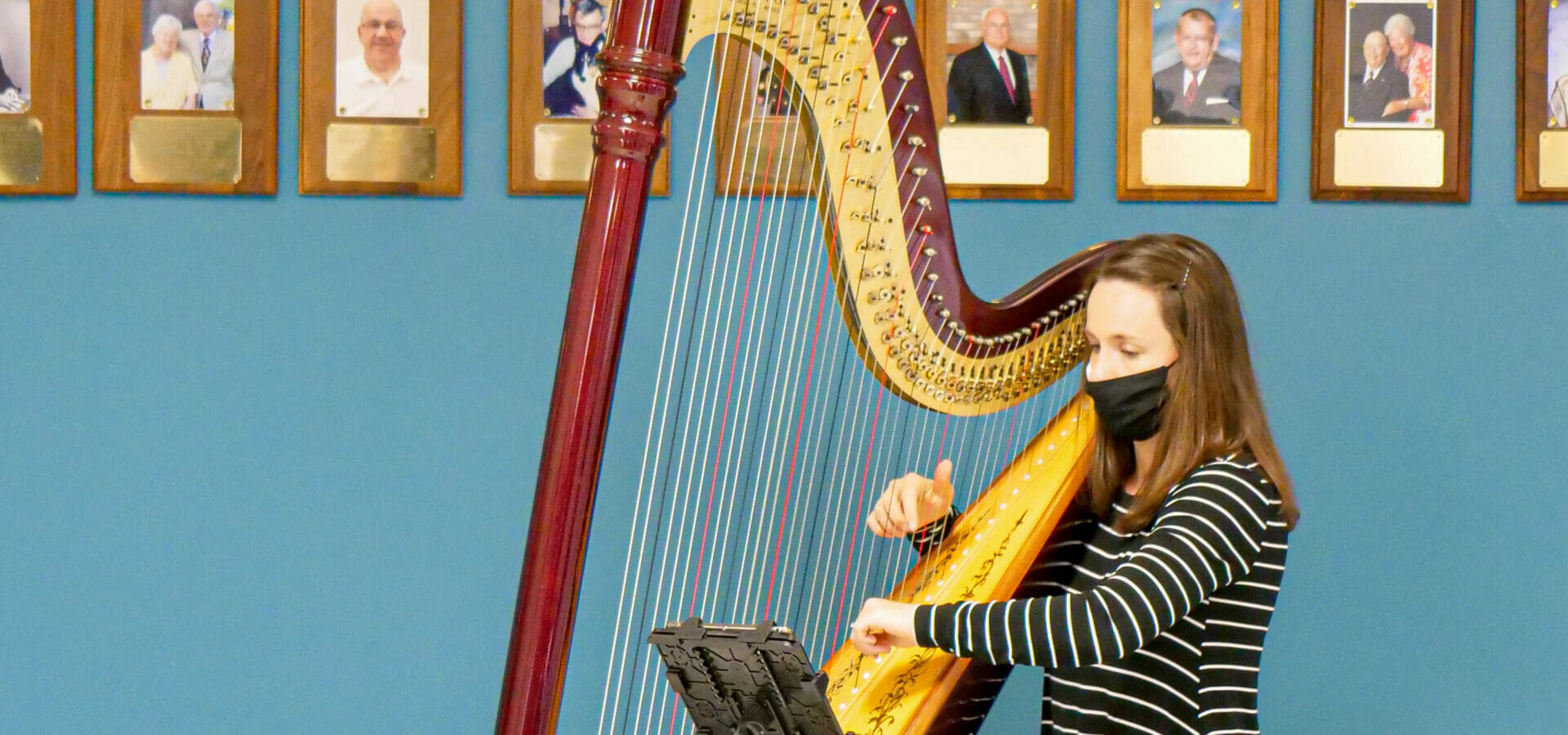 Harp player playing at SHOF event