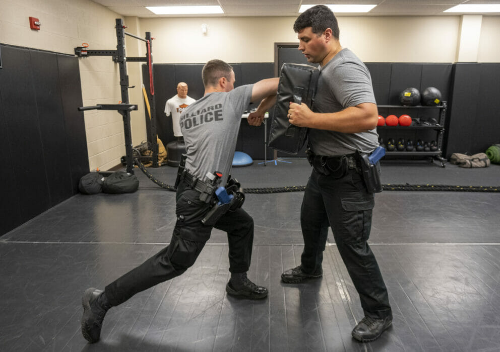 Two officers sparring