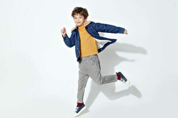 Boy jumping in the air