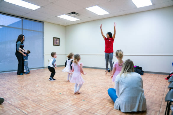 Preschoolers learning dance