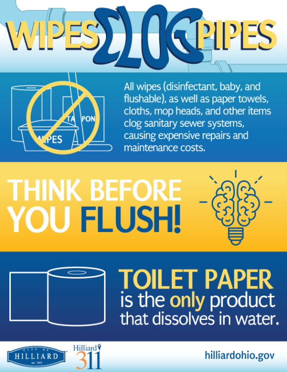 Wipes Clog Pipes graphic flyer