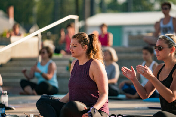 Woman doing yoga in the park