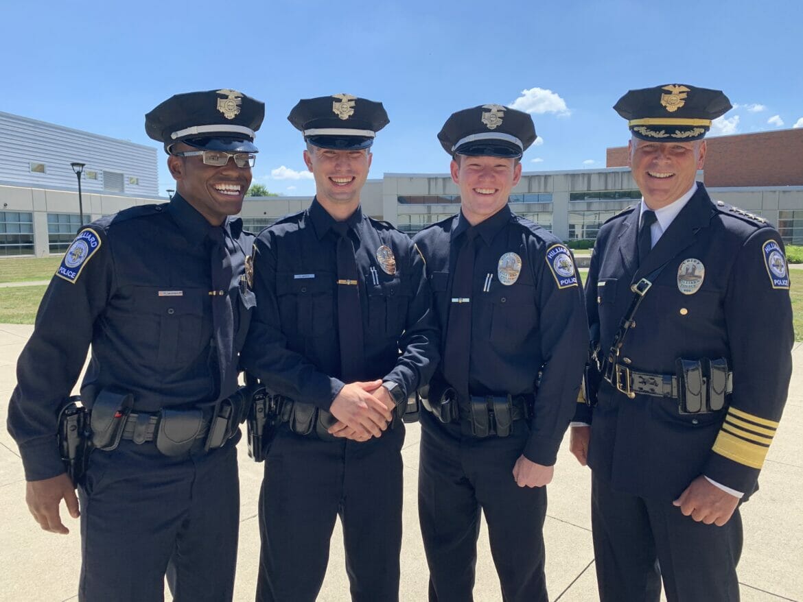 From left, Officer Marqel Watkins, Officer Luke White, Officer Jack Steiner and Chief Robert Fisher