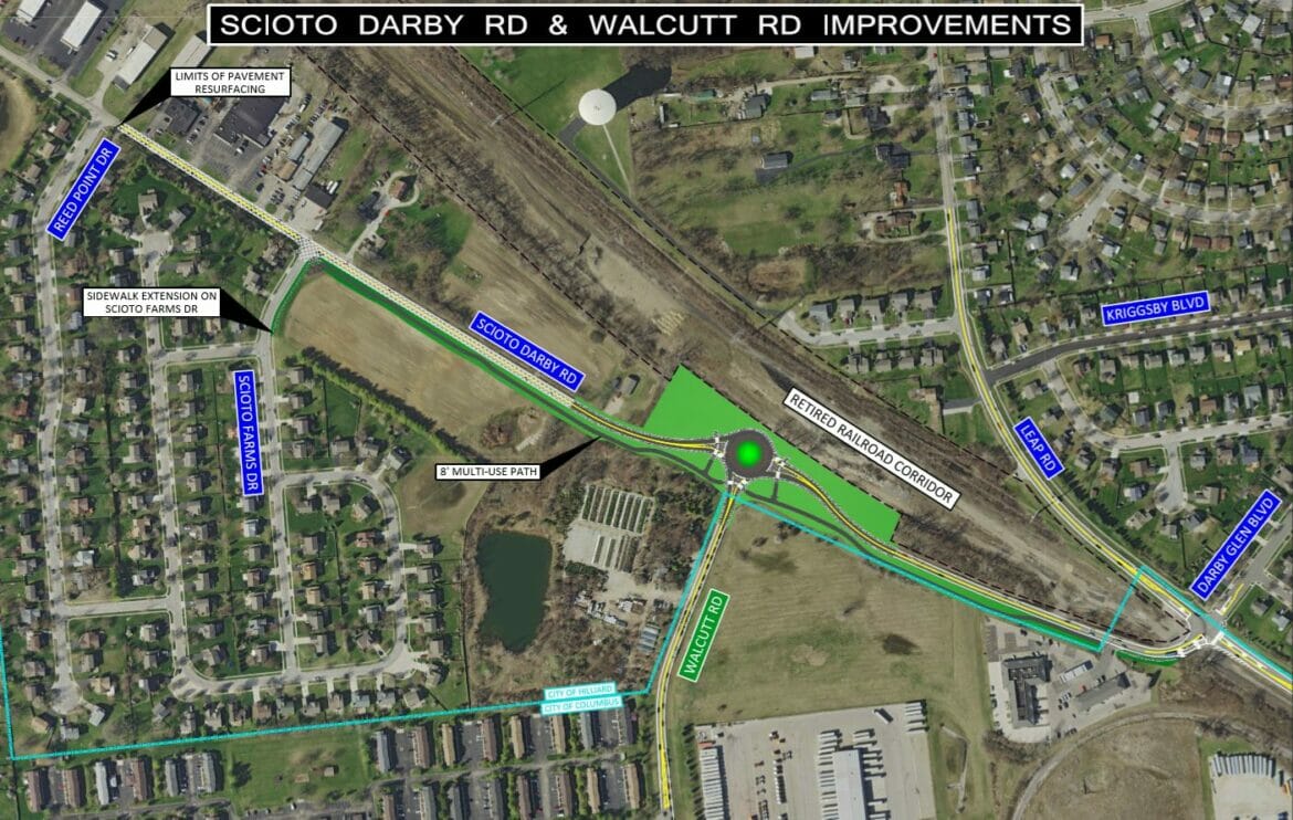 Map of Scioto Darby Rd and Walcutt Rd improvements