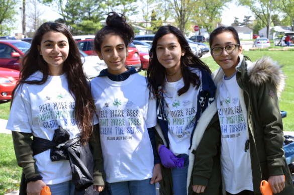girls volunteering for earth day