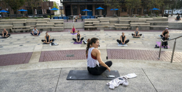 A yoga class at Hilliard's Station Park