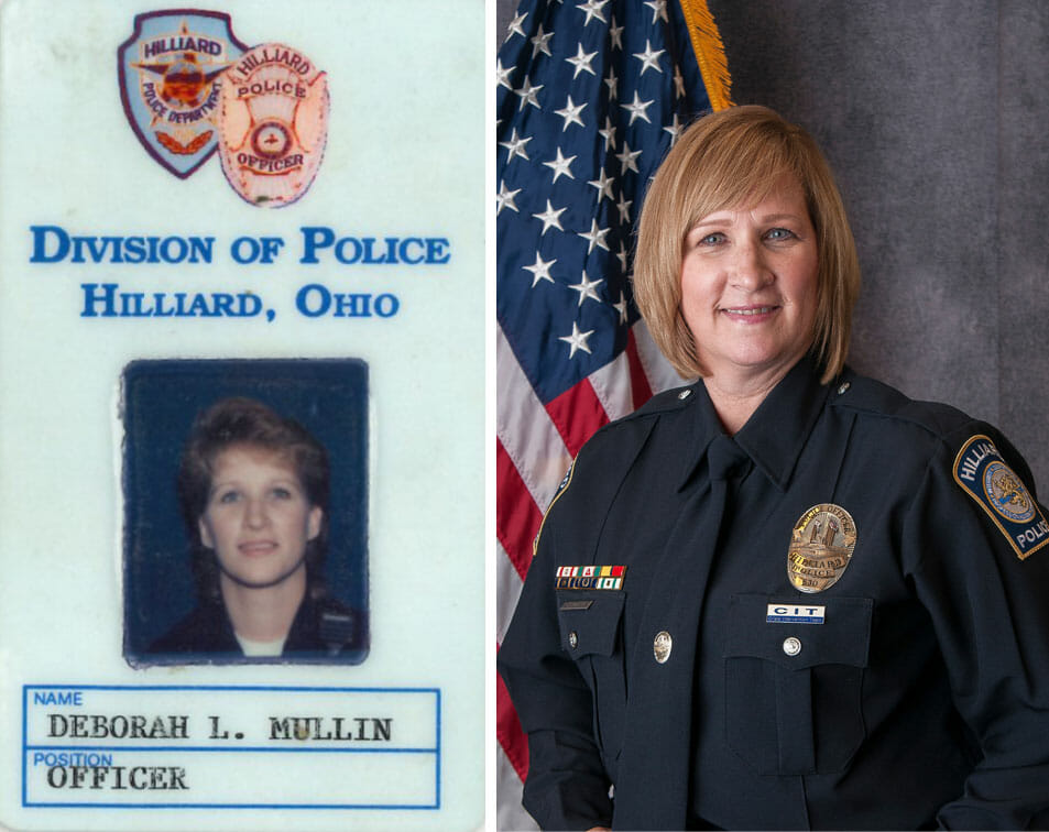 Side by side of Officer Mullin's ID and portrait