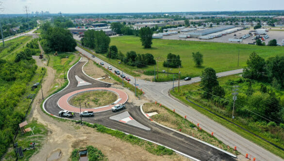 A partially constructed roundabout