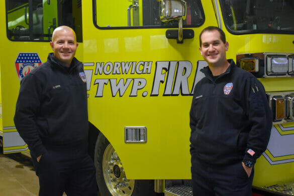 Norwich Township Fire Department’s Heith Good, left, and Nate Jennings spreadheaded the launch of Focus Hilliard in 2016. The program is a creative health care approach that allows EMTs to operate in expanded roles.
