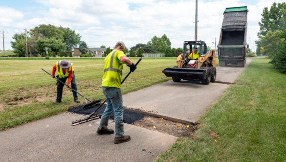 Operations workers repairing the trail