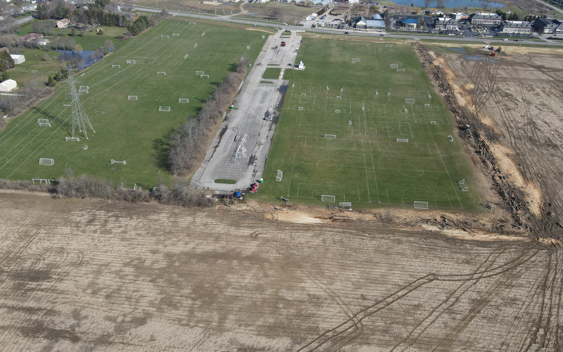 Soccer fields ariel view
