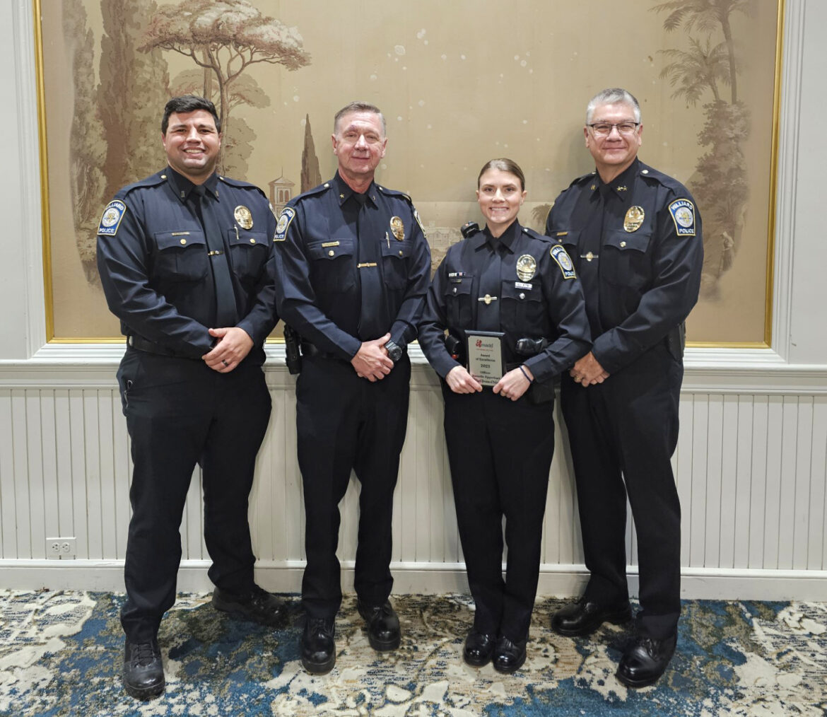 Four Hilliard police officers pose for a photo at the MADD ceremony, where Officer Epperhart was recognized for leading the agency in OVI arrests.