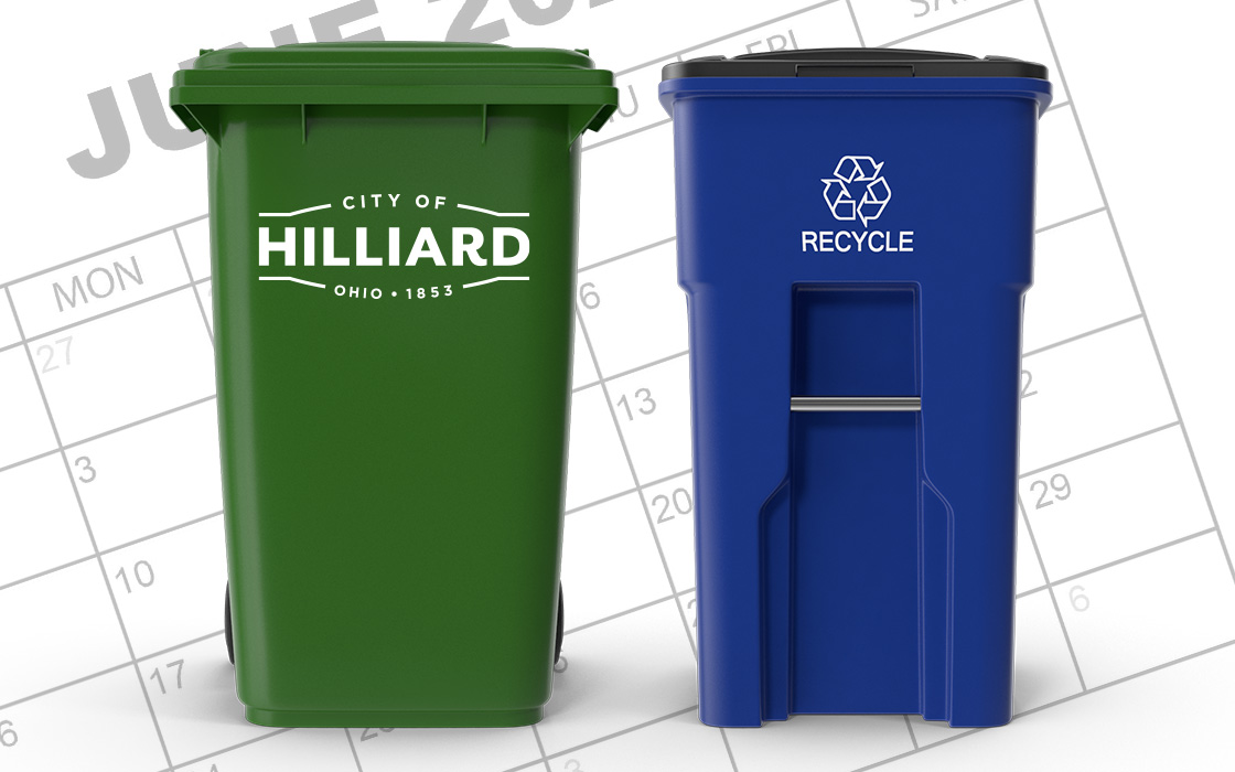 graphic showing trash cans