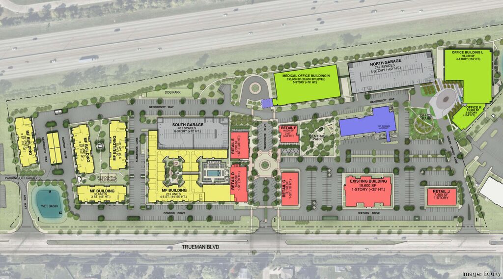 A site plan rendering of TruePointe's 27-acre mixed-use development.