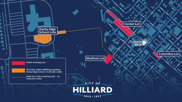 2026 downtown parking map for additional parking during the Celebration At The Station events.
