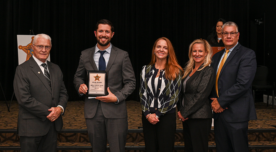 Hilliard Police Officer Anthony Agosta receives a Franklin County Sheriff's Office Star Award.
