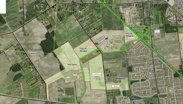 Map showing the area of land that will be transferred to Columbus Metro Parks.