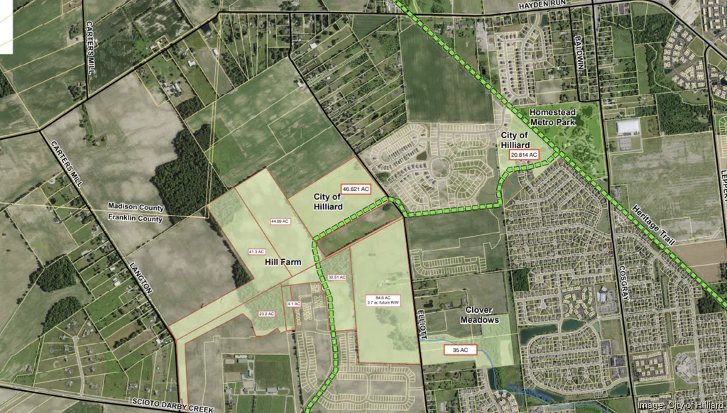 an ariel view of Hilliard and surrounding areas